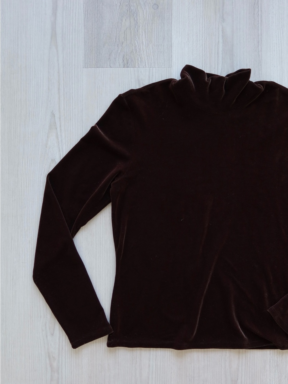 Vintage Late 90s/Y2K Banana Republic Dark Brown Velour Mock Neck Top